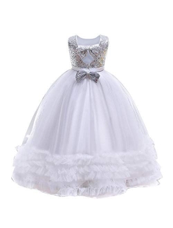 Little Big Girl Flower Tulle Dress Princess Pageant Birthday Party Wedding Formal Floor Long Dance Evening Maxi Gown