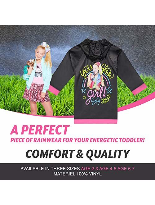 Nickelodeon Little Girls` JoJo Siwa Waterproof Rain Slicker, Size Small 2/3 Medium 4/5 and Large 6/7