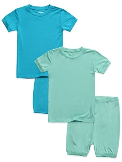 VAENAIT BABY 12M-8 Toddler Kids Girls Boys Solid Short Soft Shirring Viscos Cool Warm Fabric Outfits Outwear 2pcs Set