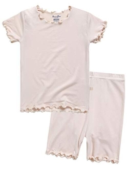 VAENAIT BABY 12M-8 Toddler Kids Girls Boys Solid Short Soft Shirring Viscos Cool Warm Fabric Outfits Outwear 2pcs Set