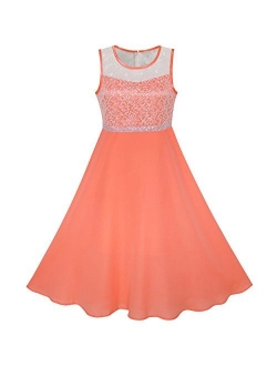 Girls Dress Rhinestone Chiffon Bridesmaid Dance Ball Maxi Gown