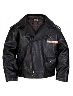 HARLEY-DAVIDSON Baby Boys' Upwing Eagle Biker Pleather Jacket Black 0366074