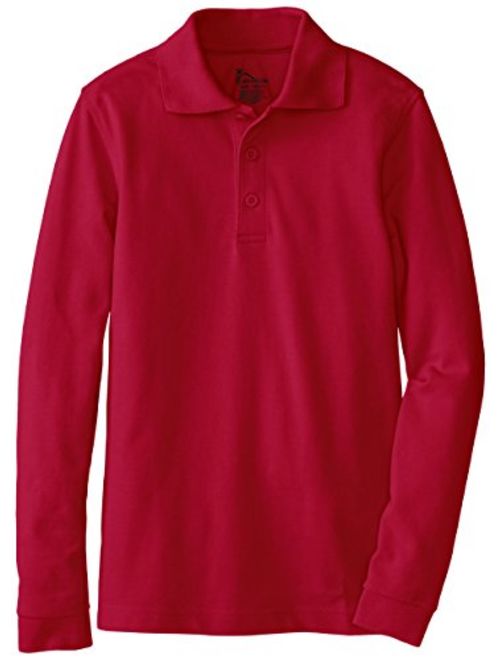 Classroom Big Boys' Uniform Long Sleeve Pique Polo Tee, Red, X-Small