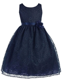 Little Girls Adorable Lace Overlay Spring Summer Flowers Girls Dresses