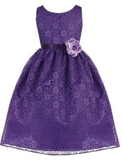 Little Girls Adorable Lace Overlay Spring Summer Flowers Girls Dresses