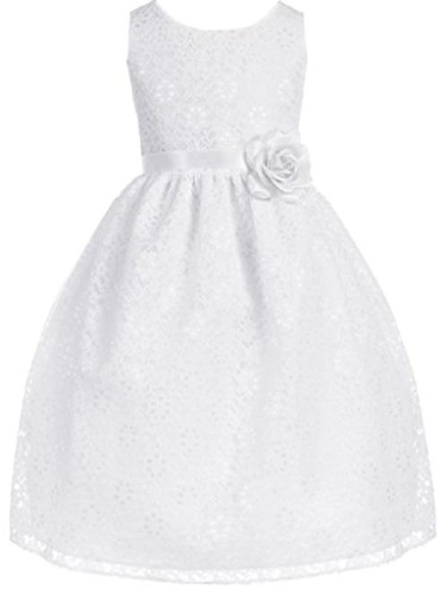 Little Girls Adorable Lace Overlay Spring Summer Flowers Girls Dresses