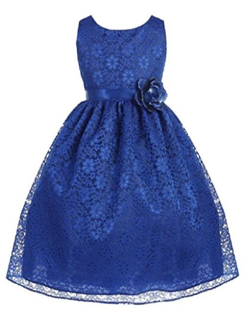 Little Girls Adorable Lace Overlay Spring Summer Flowers Girls Dresses