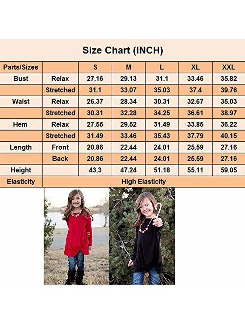 Blibea Girls Casual Loose Short Sleeve Knot Front Tops Tee Shirts Size 4-13