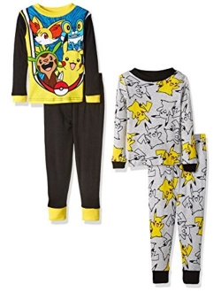 Pokemon Boys' Pikachu 4-Piece Cotton Pajama Set