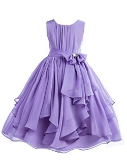 ekidsbridal Elegant Yoryu Chiffon Ruched Bodice Rhinestone Flower Girl Dress Wedding 162s