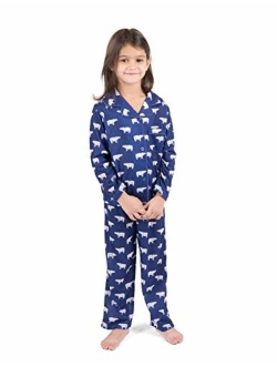 Kids Button Down Pajamas Boys & Girls 2 Piece Christmas Pajama Set (Size 2-14 Years)