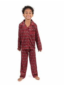 Kids Button Down Pajamas Boys & Girls 2 Piece Christmas Pajama Set (Size 2-14 Years)