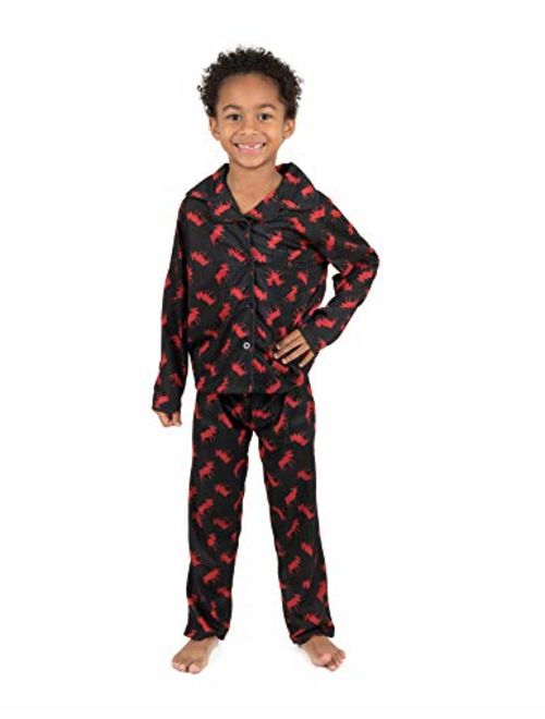 Leveret Kids Button Down Pajamas Boys & Girls 2 Piece Christmas Pajama Set (Size 2-14 Years)