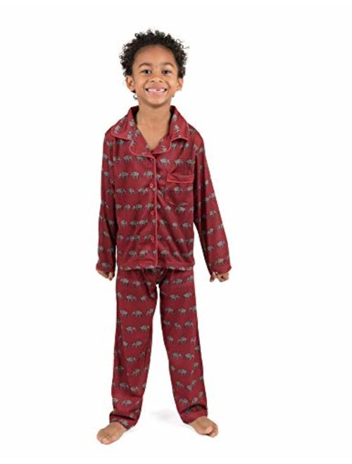 Leveret Kids Button Down Pajamas Boys & Girls 2 Piece Christmas Pajama Set (Size 2-14 Years)