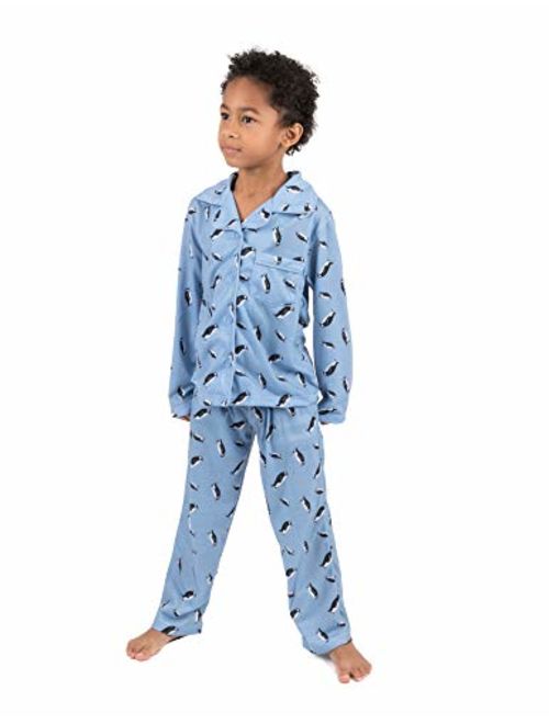 Leveret Kids Button Down Pajamas Boys & Girls 2 Piece Christmas Pajama Set (Size 2-14 Years)