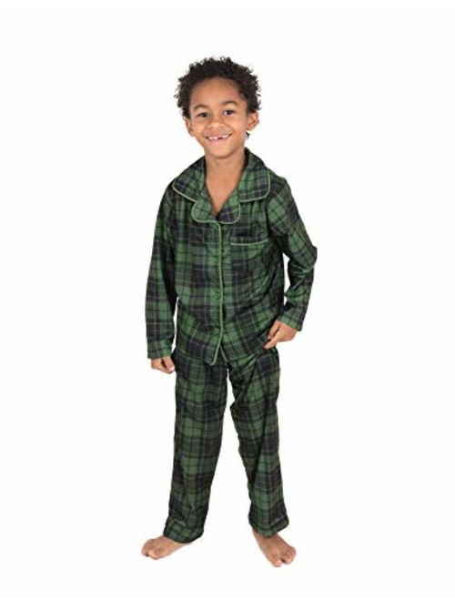 Leveret Kids Button Down Pajamas Boys & Girls 2 Piece Christmas Pajama Set (Size 2-14 Years)