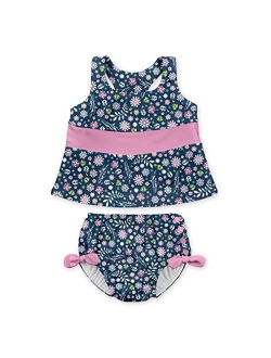 i play. by green sprouts Two Piece Tankini with Snap Reusable Swim Diaper | Baby Girl Swimsuit | Lightweight, Patented Design