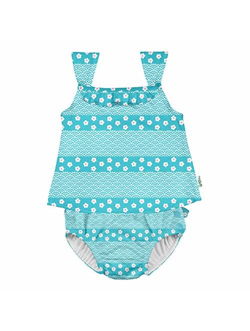 i play. by green sprouts Two Piece Tankini with Snap Reusable Swim Diaper | Baby Girl Swimsuit | Lightweight, Patented Design