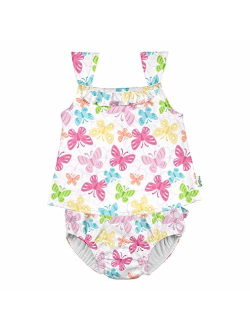 i play. by green sprouts Two Piece Tankini with Snap Reusable Swim Diaper | Baby Girl Swimsuit | Lightweight, Patented Design