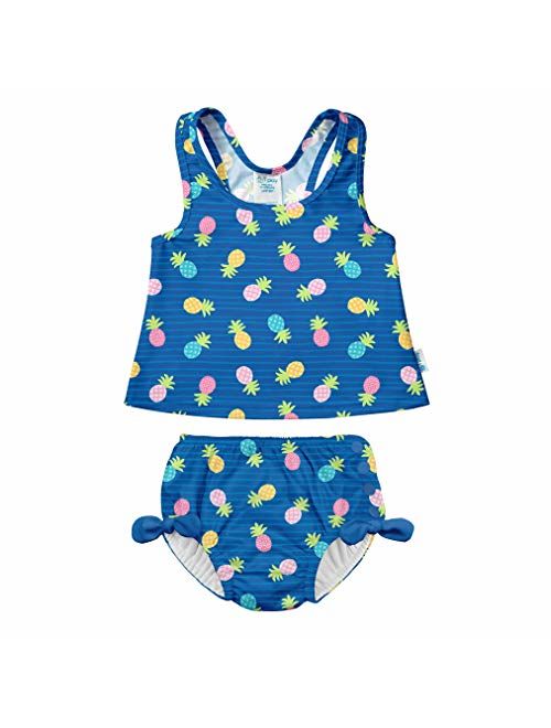 i play. by green sprouts Two Piece Tankini with Snap Reusable Swim Diaper | Baby Girl Swimsuit | Lightweight, Patented Design