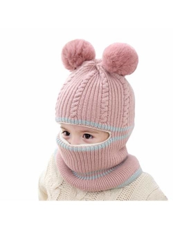 Baby Boys Girls Winter Hats Warm Cozy Knitted Scarf Earflap Beanie Fleece Lining Caps