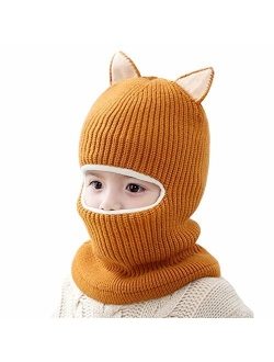 Baby Boys Girls Winter Hats Warm Cozy Knitted Scarf Earflap Beanie Fleece Lining Caps