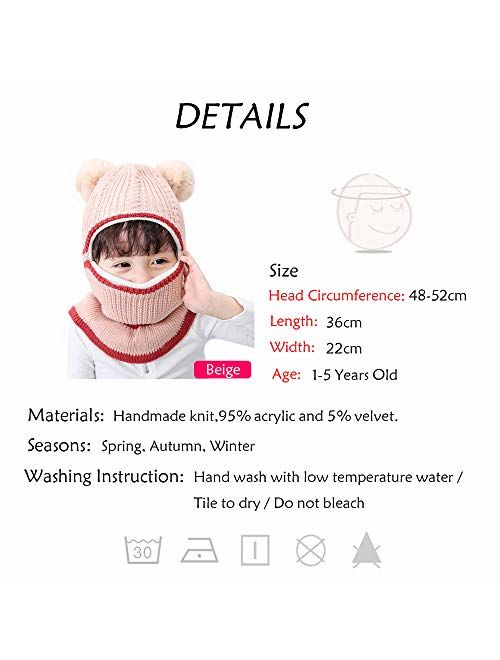 Baby Boys Girls Winter Hats Warm Cozy Knitted Scarf Earflap Beanie Fleece Lining Caps