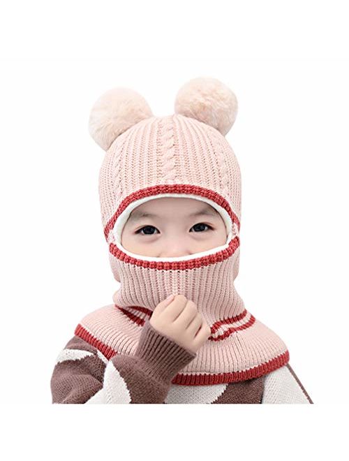 Baby Boys Girls Winter Hats Warm Cozy Knitted Scarf Earflap Beanie Fleece Lining Caps