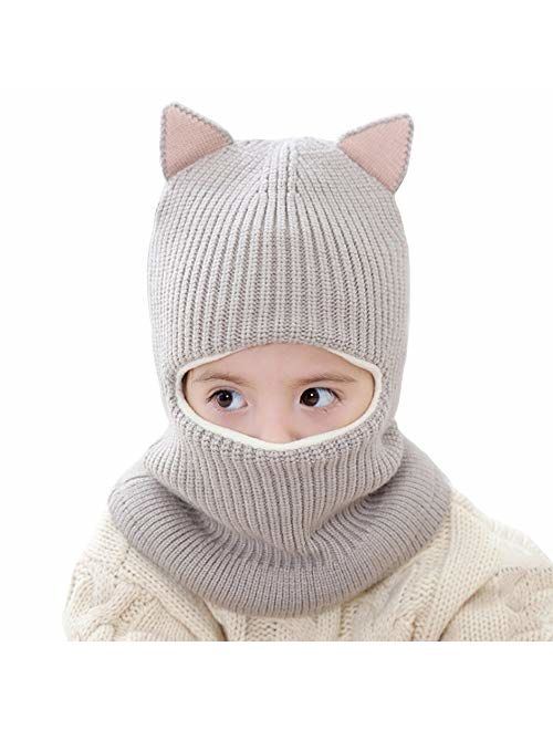 Baby Boys Girls Winter Hats Warm Cozy Knitted Scarf Earflap Beanie Fleece Lining Caps