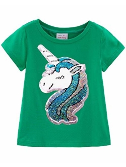 HH Family Flip Sequin Unicorn Shirt Tee for Girls 3-12 Years