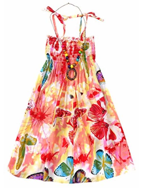 SANGTREE Girls' Floral Dress with Necklace, 18 Month - 13 Years