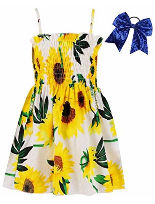 SANGTREE Girls' Floral Dress with Necklace, 18 Month - 13 Years