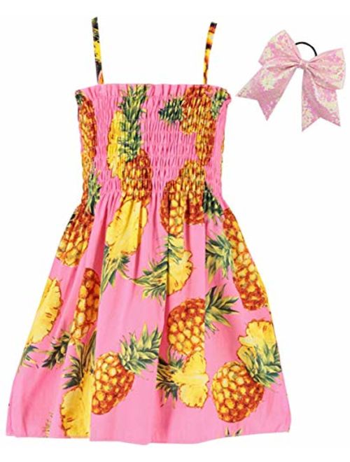 SANGTREE Girls' Floral Dress with Necklace, 18 Month - 13 Years