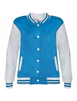 Kids Girls Boys Baseball Jacket Varsity Style Plain School Jackets TOP 2-13 Year