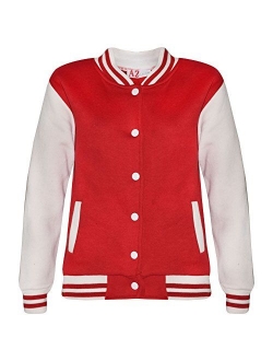 Kids Girls Boys Baseball Jacket Varsity Style Plain School Jackets TOP 2-13 Year