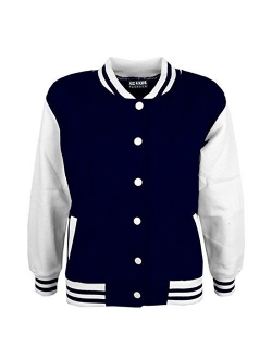 Kids Girls Boys Baseball Jacket Varsity Style Plain School Jackets TOP 2-13 Year