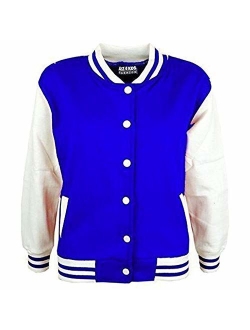 Kids Girls Boys Baseball Jacket Varsity Style Plain School Jackets TOP 2-13 Year