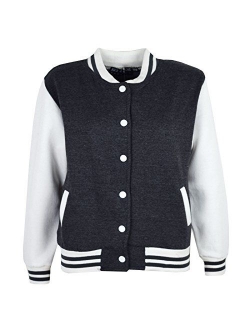 Kids Girls Boys Baseball Jacket Varsity Style Plain School Jackets TOP 2-13 Year