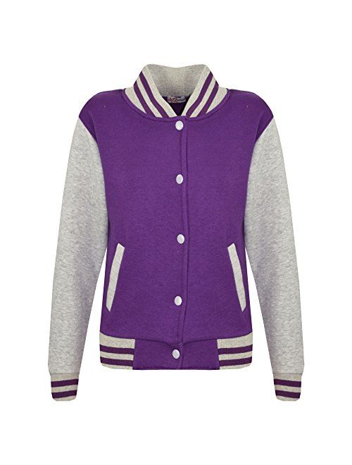 Kids Girls Boys Baseball Jacket Varsity Style Plain School Jackets TOP 2-13 Year