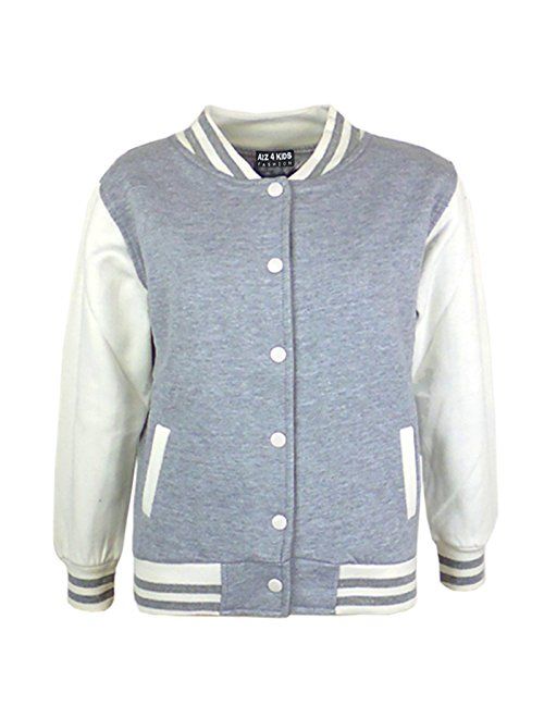 Kids Girls Boys Baseball Jacket Varsity Style Plain School Jackets TOP 2-13 Year