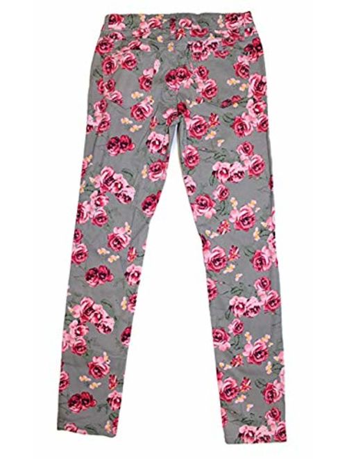 VIGOSS Big Girls Stretch Floral Straight Leg Skinny Jean Grey Floral