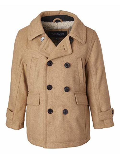 Sportoli Boy Classic Wool Blend Sherpa Winter Dress Pea Coat Peacoat Jacket