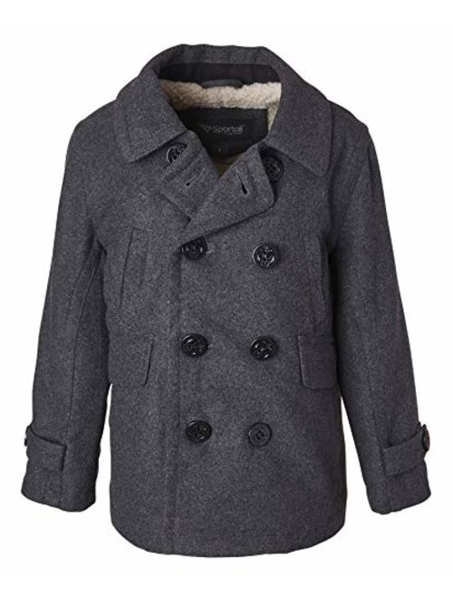 Sportoli Boy Classic Wool Blend Sherpa Winter Dress Pea Coat Peacoat Jacket