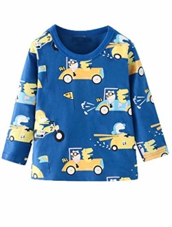 Mengmeng Cartoon Crocodiles Elephants Tee 100% Cotton Baby Boy Long Sleeve T-Shirt