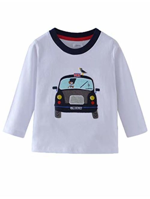 Mengmeng Cartoon Crocodiles Elephants Tee 100% Cotton Baby Boy Long Sleeve T-Shirt