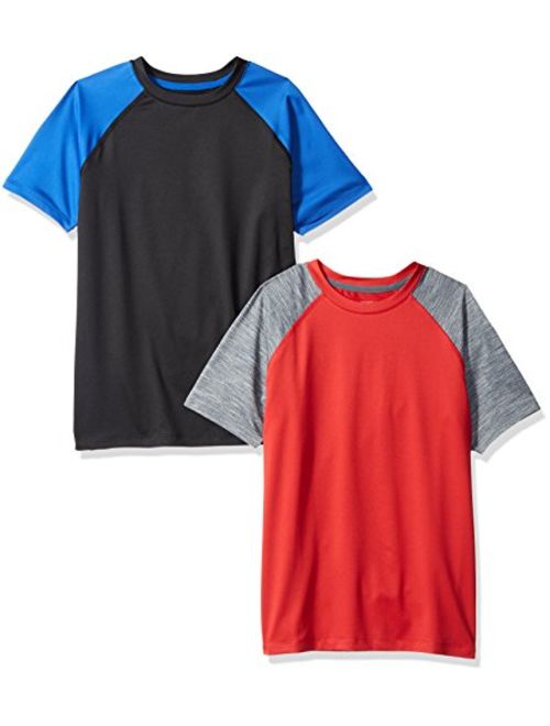 Amazon Essentials Boys 2-Pack Short-Sleeve Raglan Active Tee