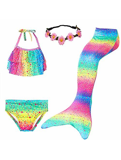 Kokowaii Fancy Girl's Mermaid Tail Swimsuit Bathingsuit Sea-Maid Bikini