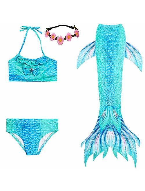 Kokowaii Fancy Girl's Mermaid Tail Swimsuit Bathingsuit Sea-Maid Bikini