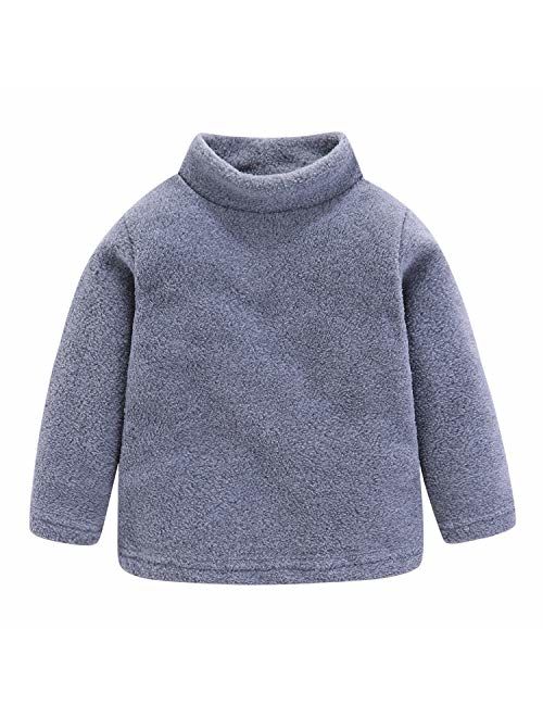 Mud Kingdom Kids Fleece Shirts High Collar Soft Tops Unisex