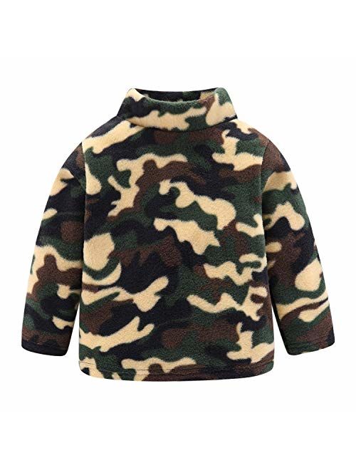 Mud Kingdom Kids Fleece Shirts High Collar Soft Tops Unisex